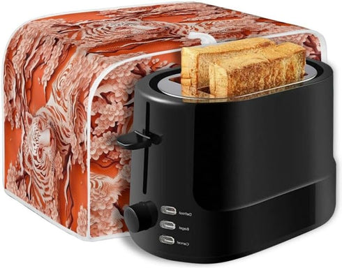 2 Slice Toaster Cover Tiger Bread Machine Cover Orange Paper Carved Animal Household Toaster Cover Anti-scratch Polyester Bakeware (14x14")2PCS...