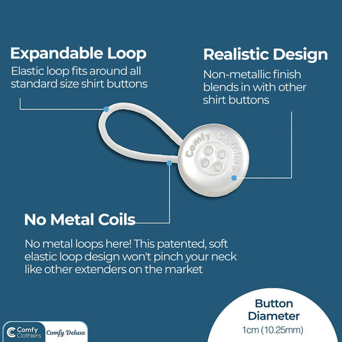 Premium 3-pack Of Collar Extenders (White) For Men And Women - Magic Extension For Shirts Of All Kinds, Soft & Elastic Design - Neck Button Extend...