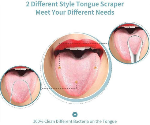 Silvery Tongue Cleaner Brushes Tongue Scraper, Tounge Scrappers Stainless Steel, Portable Tongue Scraper Reduce Bad Breath and Freshing Breath for...