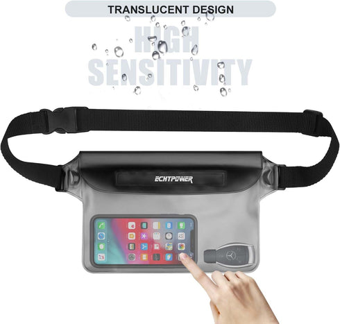 ECHTPower 2-Pack Waterproof Pouch Bag with Waist Strap, Waterproof Fanny Pack, Dry Bag with Adjustable Belt for Beach Bulk Swimming Kayaking Float...