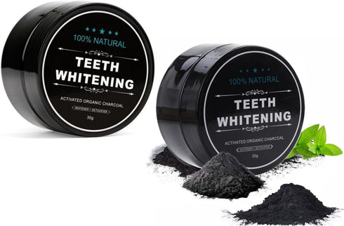 2-Pack Teeth Whitening Charcoal Powder, WUBLSYAN Activated Charcoal Tooth Cleaning Powder, Natural Toothpaste Alternative, Oral Care Sets Natural ...