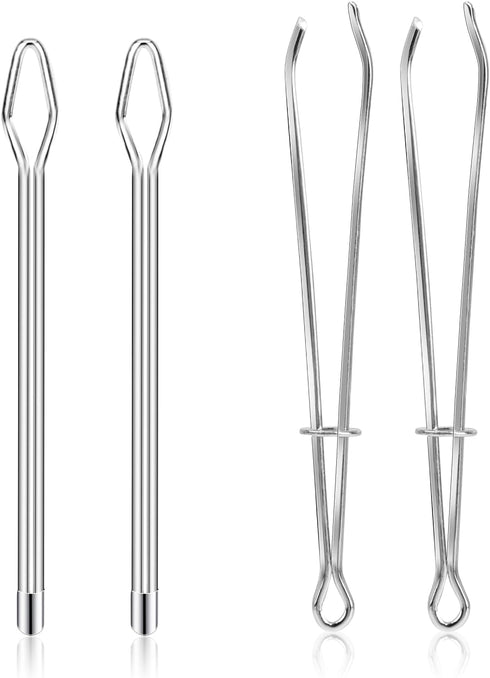 4 Pcs DIY Rope Threader Clip Drawstring Threader Tool Sewing Tool for Elastic Metal Easy Pull Drawstring Threader with Tweezer Sewing Tweezer Tool...