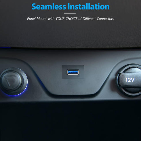 USB3.0 Square Flush Mount - 1M 3ft USB 3.0 Extension Mount, Dash Mount, Flush Mount, Panel Mount Cable, for Car, Boat, Motorcycle (3 feet)...