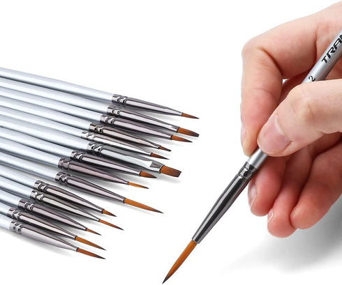 Transon Fine Detail Paint Brush Set 15pcs for Miniature Models Craft Painting Body Painting with Acrylic Gouache Watercolor Tempera and Oil Paint...