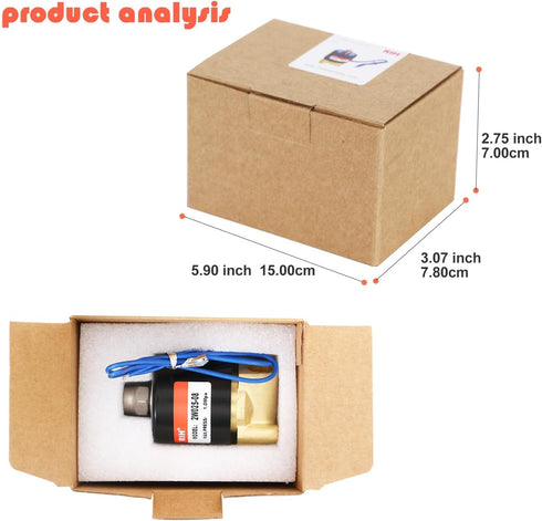 PNEUMATIC 1/4 Inch Electric Solenoid Valve Brass 12V/24V/110V 2 Way High Turn Coil Normally Closed Water 2W025-08 Liquid Air control DC12V...