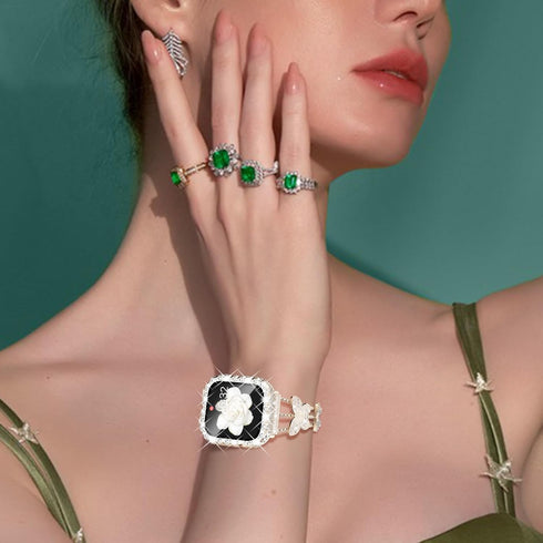 Wingle 2 in 1 Waterproof Case for Apple Watch 45mm Screen Protector Case Series 9 8 7, Bling Lace Edge Diamond Face Cover Full Glitter Rhinestone ...