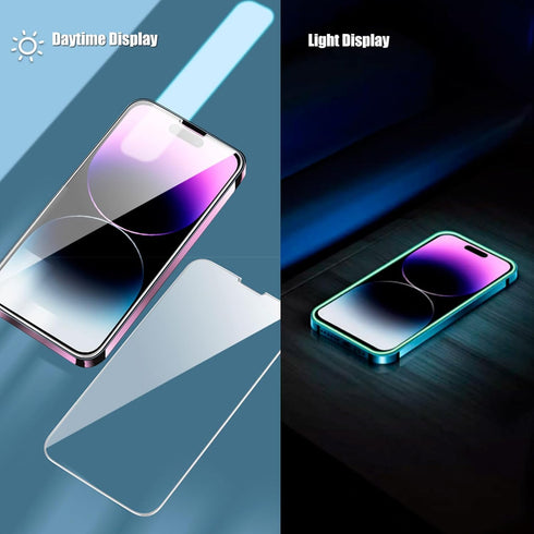 2 Pack Luminous Airbag Tempered Glass Screen Protector for iPhone 14 Pro Max(6.7") with Easy Installation Frame, HD Clear Film with Glowing Raised...