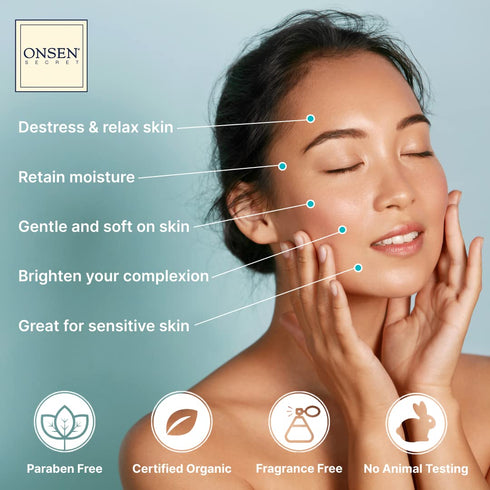 Onsen Japanese Natural Face Wash - Premium Hydrating Aloe Vera Face Wash - Daily Night Travel Facial Cleanser for Makeup Removal and Dry Skin with...