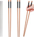 3 Pairs Extra Long Cooking Chopsticks - 15.3 Inch Stainless Steel and 16.5 Inch Wooden Kitchen Chopsticks for Hot Pot, Frying, Noodle, and Cooking...