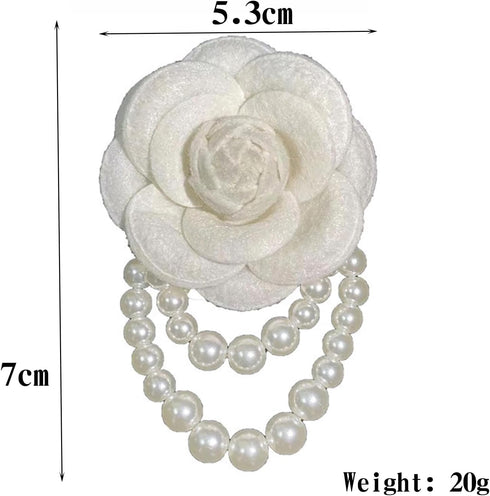 Vintage Wool Camellia Flower Pearl Tassel Brooches Pin Bracelet,Hairpin Headpieces Brooch Shawl Pins Wedding Party Gift Dainty Elegant Lapel Pins ...