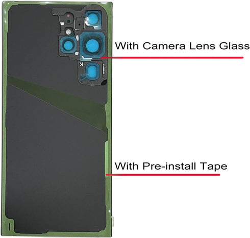 Galaxy Black S23 Ultra Back Glass Replacement for Samsung Galaxy S23 Ultra 5G Back Glass Cover with Pre-Installed Camera Lens and Adhesive + Repai...