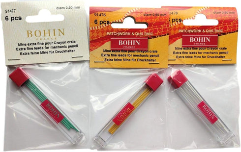 Bohin Chalk Pencil Refill- 3 Color Bundle-Yellow, Green and White...