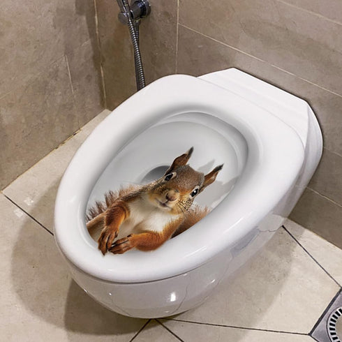 1Pcs 3D Cartoon Squirrel Toilet Sticker Creative Squirrel Toilet Lid Decal Funny Toilet Seat Lid Sticker Novelty Toilet Seat Decals Waterproof Sel...