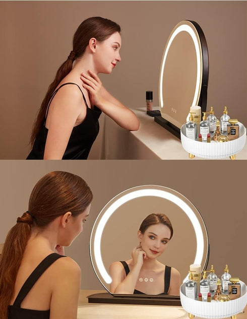 Large Capacity Makeup Brush Holder, 360° Rotating Makeup Perfume Organizer, Makeup Brushes Cup Tray for Vanity Decor Bathroom Countertops Cosmetic...