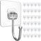 30 Packs Large Adhesive Wall Hooks, Heavy Duty Hold 44lb(Max) Wall Hooks for Hanging, Transparent Waterproof Rustproof Sticky Hooks for Kitchen Ba...