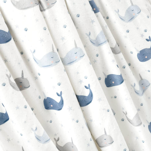 Lush Decor Narwhal Starfish Soft Sherpa Baby Blanket, 40" x 30", Blue...