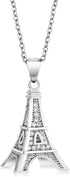 Gem Stone King France Eiffel Tower Pendant Necklace for Women | White Zirconia Set in 925 Sterling Silver | 0.5 Inch | with 18 Inch Complimentary ...
