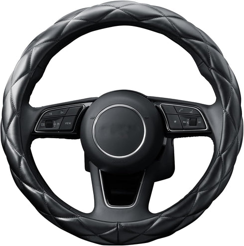 Soft Microfiber Leather Steering Wheel Cover, Universal 15 Inch for Women Girls, Fit Vehicles, Sedans, SUVs, Vans, Trucks - Black...