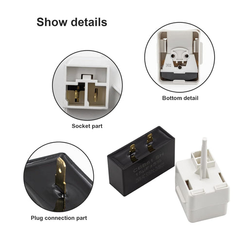 Exact Fit Refrigerator Start Relay Capacitor for Whirlpool, KitchenAid & Kenmore - Replaces W10416065, PS8746522, 67003186. Model: W10613606