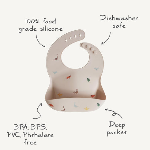 mushie Silicone Baby Bib | Adjustable Fit Waterproof Bibs (Retro Cars)...