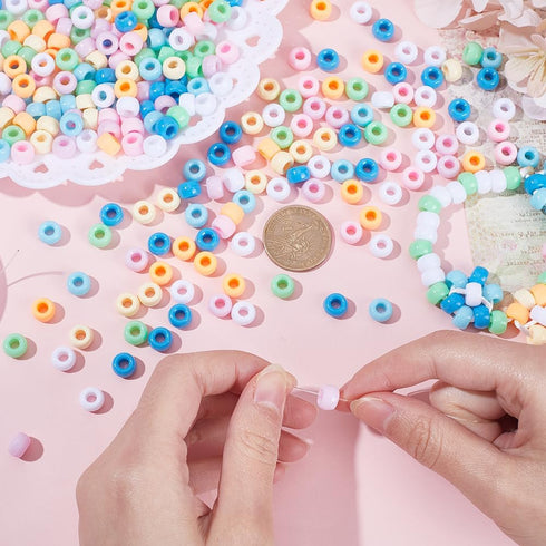 SUNNYCLUE 800Pcs Pony Beads Bulk 6x9mm Large Hole Opaque Pony Bead Pink Blue Green White Colored Plastic Pony Beads for Crafts Jewelry Making Bead...