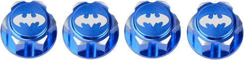 DJX 4PCS Aluminum 17mm bat Hex Wheel Nuts Dustproof Anti-Skid Mount Cap for 1/10 Scale Arrma Losi HSP Redcat 1/8 RC car Truck(Blue)...