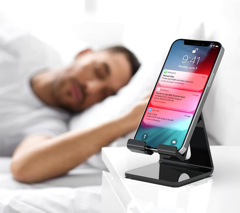 Crpich Acrylic Phone Stand, Ergonomic Design for Apple iPhone and Samsung Galaxy, Compatible with 4-8 Inch Screens, Black......