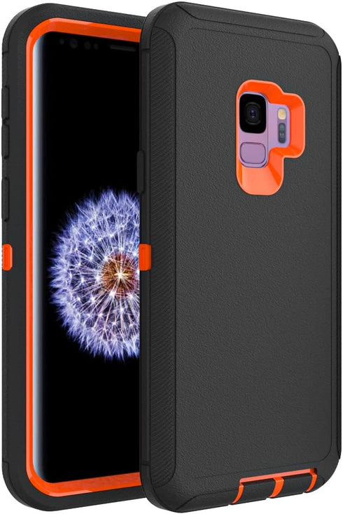 Case for Galaxy S9 Plus, Heavy-Duty Tough Rugged Shockproof Drop Protective Cover Cases for Samsung Galaxy S9 Plus, Black+Orange...