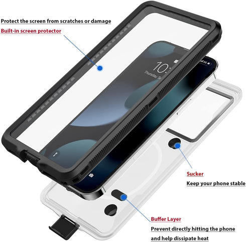 GUSTAVE Professional Snorkeling Underwater Phone Case Swimming Diving Case Photo Video Waterproof Protective Case for iPhone and Samsung Series Sm...