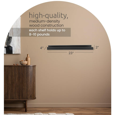 Kiera Grace Floating Shelves for Wall, Engineered Wood Picture Frame Wall Shelves, Easy to Assemble Display Shelves, Ideal for Home Decor, Pack of...