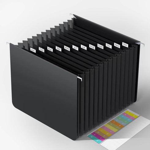 Expanding Hanging File Folders,Plastic Expandable Hanging Folder Letter Size,Filing Cabinet,13 Innovative Accordion Pocket,Alphabetical Tab,Large ...