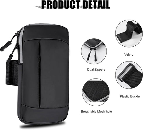 Phone Holder for Running Armband Cell Phone Holder for iPhone 15 14 13 12 11 Pro Max Xs Xr X 8 7 6 Plus Galaxy Ultra S24 Note Carrier Bag Pouch,Gy...