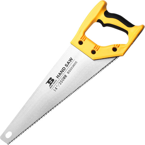 14 in. Pro Hand Saw, 11 TPI Fine-Cut Soft-Grip Hardpoint Handsaw Perfect for Sawing, Trimming, Gardening, Cutting Wood, Drywall, Plastic Pipes, Sh...