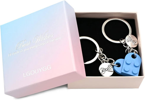 Heart Keychain for Couples/Friendship, Matching Brick Keychains Set for Girlfriend/Boyfriend, Boys Girls Sweet Gifts...