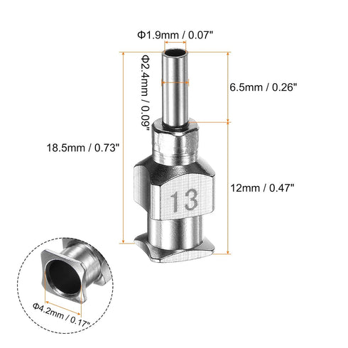 12pcs 13Gauge Stainless Steel Dispensing Needles, 1/4" All Metal Glue Needle Tube Blunt Tips Luer Lock for Thick Liquids, Ink, Glue, Lab Use...