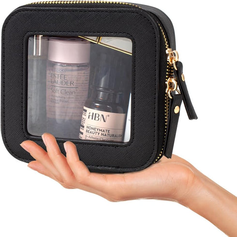 KOTORA Small Makeup Bag for Purse Cute Mini Travel Makeup Bag Clear Cosmetic Bag with Zipper, Car Make Up Bag Organizer Storage Traveling Car Acce...