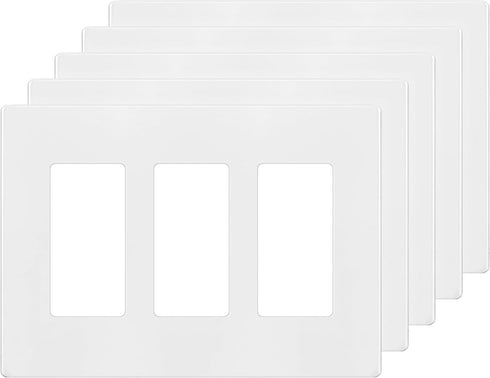 ENERLITES Screwless Decorator Wall Plate Child Safe Cover, Size 3-Gang 4.68" H x 6.53" L, Unbreakable Polycarbonate Thermoplastic, SI8833-W, Gloss...