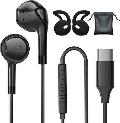 USB C Headphones for iPhone 15/15 Pro/ 15 Pro Max USB Type C Wired Earbuds with Microphone & Remote Control for iPad Pro, Samsung Galaxy S23 S22 S...