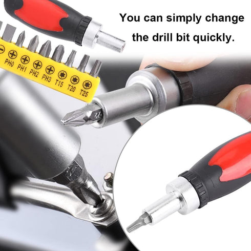 Hex Socket Star Shape Drive Screwdriver Set Manual 1/4" Screwdriver Kit Screw Driver Set with 10 Driver Bits for Fixtures Appliances Computers...