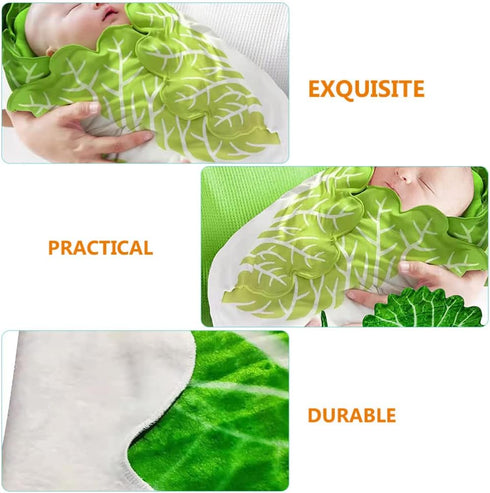 Toddmomy Baby Swaddle Blanket Cabbage Photo Blankets with Hat Infant Swaddle Wrap Unisex Blankets Memory Photography Background Props for Newborn ...
