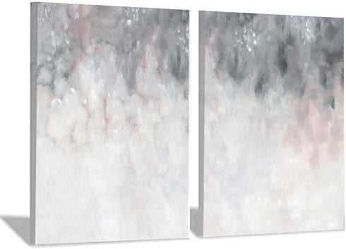 Gray White Abstract Art Blush Pink Canvas Painting for Bedroom Decor Gray Canvas Prints Abstract Gray Wall Art for Living Room Office Wall Decor A...