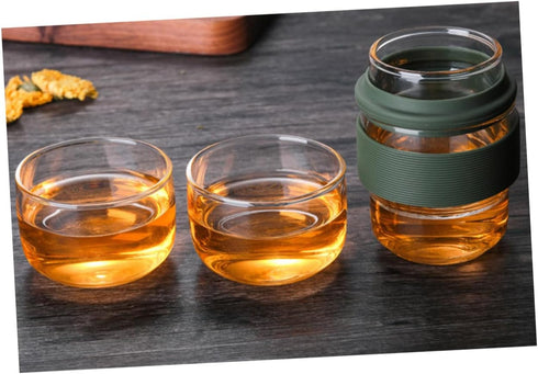 Set Travel Coffee Glass Cup Glass Teapot Glass Tea Kettle Camping Tea Kettle Tea Tumbler with Infuser Drinking Bottle Portable Tea Kettle Glass Te...