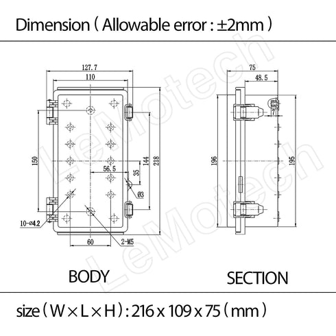 LeMotech Electrical Box, IP67 Waterproof Hinged Cover Stainless Steel Latch Junction Box, ABS Plastic Electrical Enclosure with Mounting Plate,Wal...