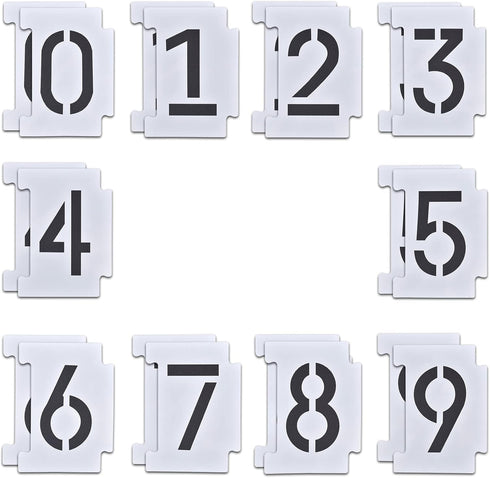 20 Pieces Curb Stencil Kit 0-9 Numbers Stencils 4 Inch Tall Numbers Reusable Plastic Numbers Stencil Numbers Template for Painting Address in Mail...