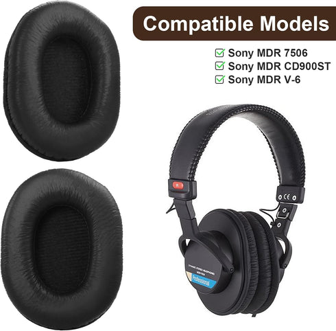 MDR-V6 Earpads Replacement Ear Cushions Cover Compatible with Sony MDR-7506, MDR-V6, MDR-V7, MDR-CD900ST Headphones Ear Pads Comfort Memory Foam E...