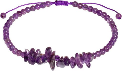 Jewever Natural Amethyst Anklet Bracelets for Women Tumbled Chips Crystals Anklet Adjustable Handmade Reiki Gemstones Beach Foot Jewelry...