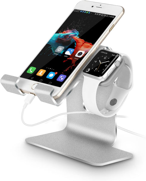 Tranesca 2 in 1 Charging Stand Compatible with Apple Watch Series Ultra2/Ultra/9/8/7/6/5/4/3/2/1/SE (38mm/40mm/41mm/42mm/44mm/45mm/49mm) and Compa...