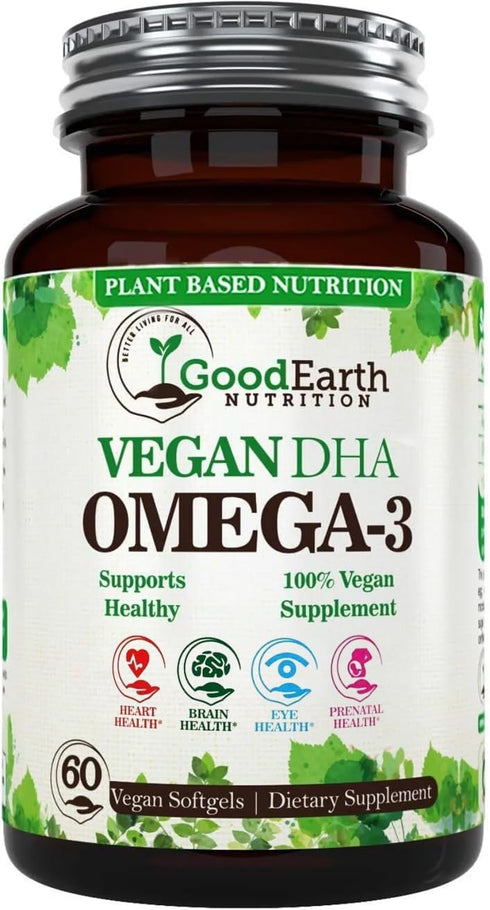 Algal Oil - Vegan DHA Omega 3 Fish Oil Supplements - Brain Booster,Supplement & Prenatal Vitamin -Provides Healthy Heart & Immune Support - Burple...