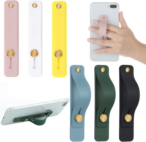Weewooday 6 Pieces Phone Grip Holder Cell Phone Grip Strap Telescopic Finger Strap Stand Universal Finger Kickstand for Most Smartphones(Chic Colo...