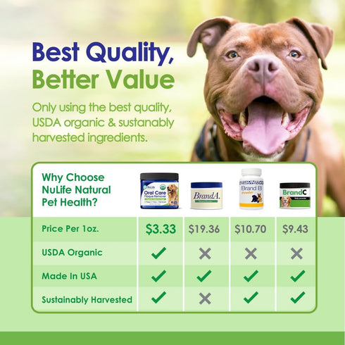 Dog Teeth Cleaning Powder, Dog Plaque and Tartar Remover, Bad Breath Treatment for Dogs with USDA Organic Sea Kelp Powder, Dog Dental Care Made Ea...